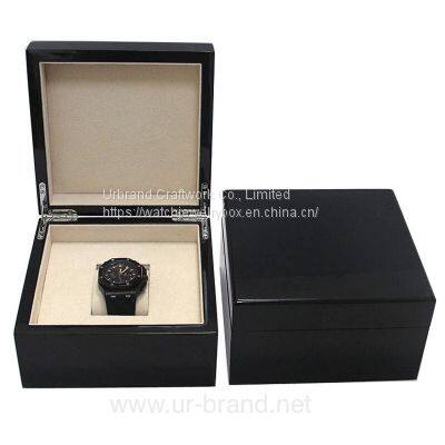 Black Gift Watch Display Case Box Packaging/Handmade Single Wooden Gift Box For Watch