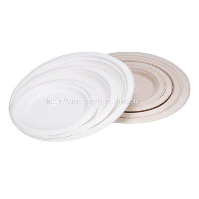 Wholesale price Customized Logo Sugarcane Pulp Round Plates Biodegradable Bagasse Plates for Restaurants