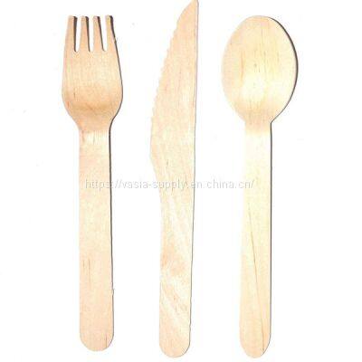 Disposable Birch Wooden Cutlery 6'' Biodegradable Tableware Utensils for Party Wedding, Baby Shower, BBQ, Dinner Event photo-2
