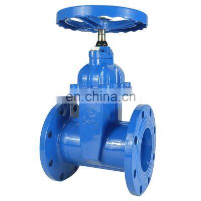 DN100 ductile cast iron PN16 resilient seat hand wheel double epoxy coating flanged gate valve