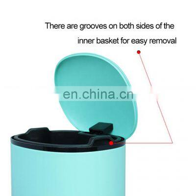 Stainless Steel 5L 12L Kitchen Waste Bin Round Hotel Rubbish Bin Home Bathroom Office Soft Closing Pedal Bin photo-3