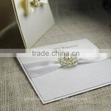 Beige Silver Color Ribbon Luxury Bengali Wedding Invitation Card photo-6