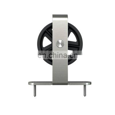 Room Interior Design Matt Black Top Big Wheel Roller Hanger Sliding Barn Door Hardware Kit photo-3