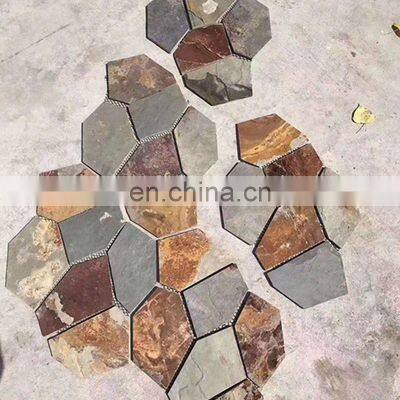 outdoor hexagon pattern block stone slate paving bricks price