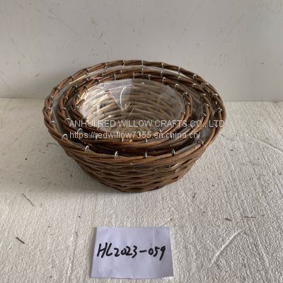 Customized Natural Cheap Brown Willow Flower Basket Garden Flower Pots