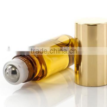 MIni roll on amber glass essential oil bottle