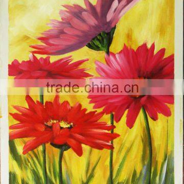 Handmade Home Decor Artwork Red Flowers Oil Painting on Canvas photo-2