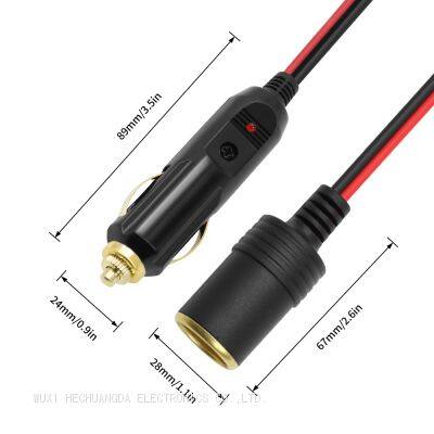 Customized processing of cigarette lighter male plug to female sockets power cord