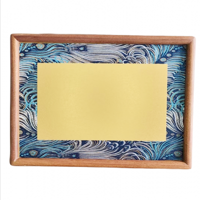 A4 29.7*21 cm Golden Color Rice Paper High Quality Entandrophragma Cylindricum Wooden Frame photo-3