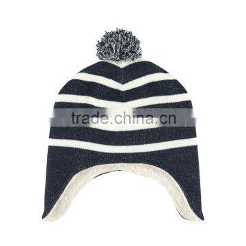 OEM Custom Black and White Stripe Hats for Kids Winter Hat photo-5