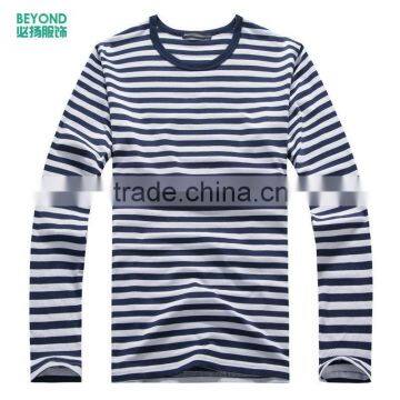custom round O neck long sleeves stripe t shirt
