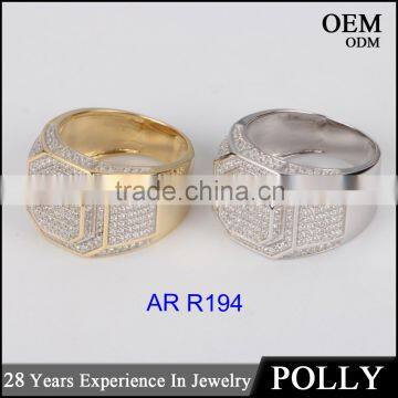 2016 Cheap price Hip hop ring for men 925 silver CZ jewelry 10k plated two tone color