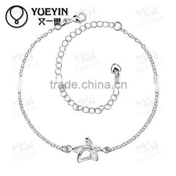 Handmade simple adjustable silver plated stainless steel anklet