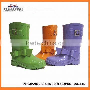 2014 newest kids' cute rubber rain boots with bwknot design