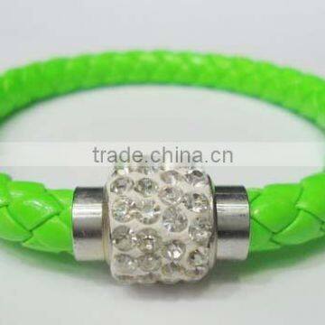 Neon color leather magnet bracelet with fireball