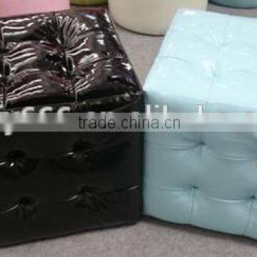 Glossy PU cube ottoman stool