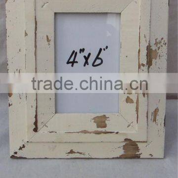 New design 6 inch solid wood white wash photo picture frame for promotion