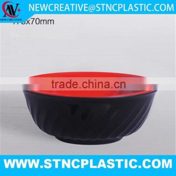 LARGE ROUND BLACK AND RED INSULATED MELAMINE NOODLES BOWL