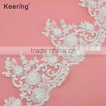 3D Flower pearl decorative polyester lace trim with cross WTPA-025                        
                                                                                Supplier's Choice