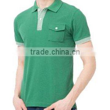 cotton custom made men green sport polo shirt with pocket