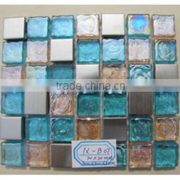 Hot sale stainless steel mix glass mosaic tile for kitchen backsplash