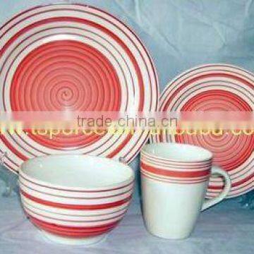 16pcs hand printed stoneware dinnerware set