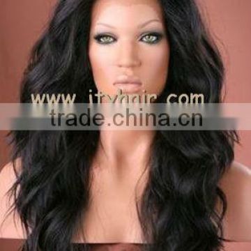 High Quality Factory Wholesale Price 20"#1B Natural Wave, Soft & Tangle Free, Peruvian hair Lace Front Wig