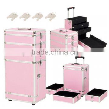 4in1 Interchangeable Cosmetic Rolling Train 2-Drawer Makeup Case