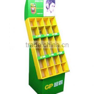 CMYK Printing Corrugated Cardboard Battery Display Rack