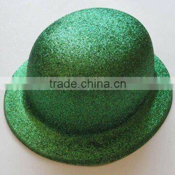 Green glitter bowler hat for party decoration