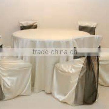 fancy satin banquet table cloth/ hot sell round satin table overlay