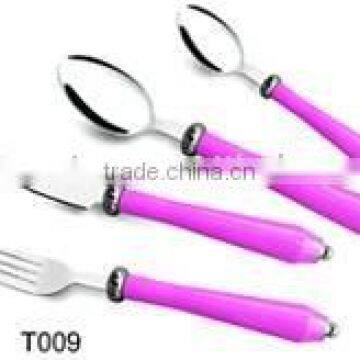 Pink Handled Stainless Flatware T009
