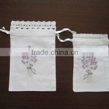 Qingdao Supplier Drawstring Embroidered Lavender Sachet Bag