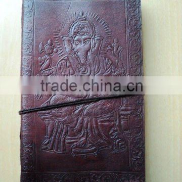 leather notebook ganesh embossed