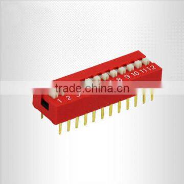 Blue/Red 12 Position 2.54mm Slide Type DIP Switch