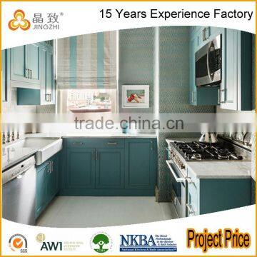 New Model Wooden Painted Blue Kitchen Cabinet