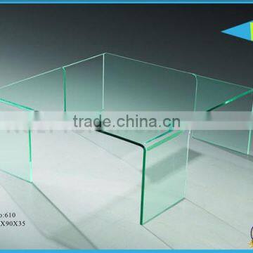new design simple modeling bent glass coffee table CT-131