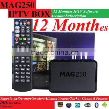 Free shipping 1 Year Mag250/Mag245 IPTV software subscription with Yugoslavia/German/Sweden/Albania/Turkey Channel Package