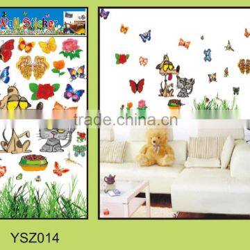 fashionable cute butterfly with animal vinyl decorative stickers for home decor/furniture