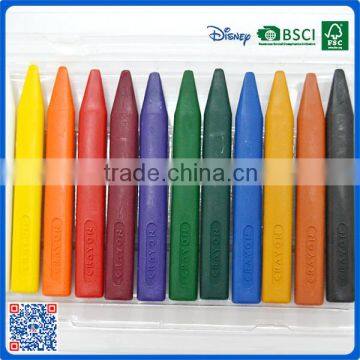 2016 wholesale 12 colors 3.5 inch wax crayons in pvc bag customized Logo printed crayons