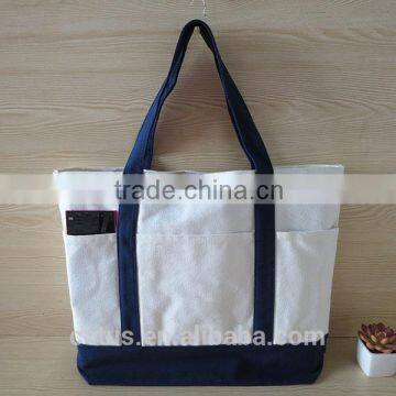 Plain colour with high capapcity carry canvas bag in shopping bags