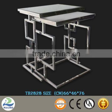 Metal Beveled Mirror Glass Tea/Coffee Table