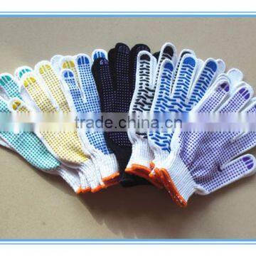 Hot selling pvc dotted cheap knitted cotton gloves