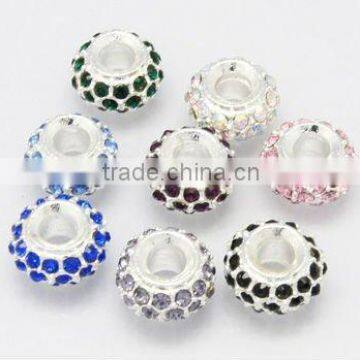 Alloy Glass Rhinestone European Beads, Alloy, No Metal Core, Crystal Beads Wholesale(CPDL-H017-M)