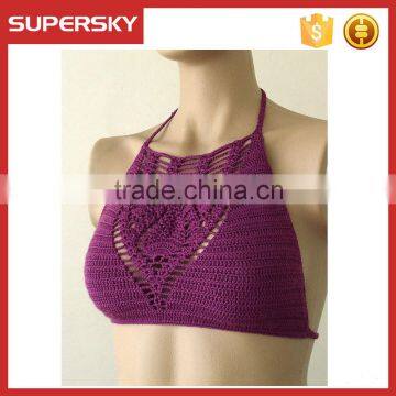 K-47 Handmade Classic Knit Crochet Sexy Genie Bra Ladies Open Back Sexy Bikini Top Women Knti Beach Bustier photo-3