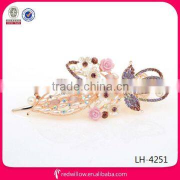 New fashion elegant crystal flower hair clips for long hair