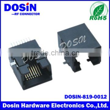 Hot sells side entry pcb jack low profile with sold pad rj45 connector