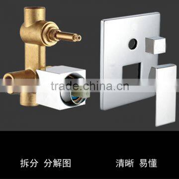 Factory supply brass chrome rectangular in-wall 3 way valve shower