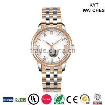 KYT Japan mechanical movt stainless steel gold plated wrist timepiece / gold watch for men / gold watch