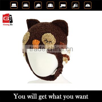 Customized promotional knitted fashion baby crochet hat, earflap crochet hat